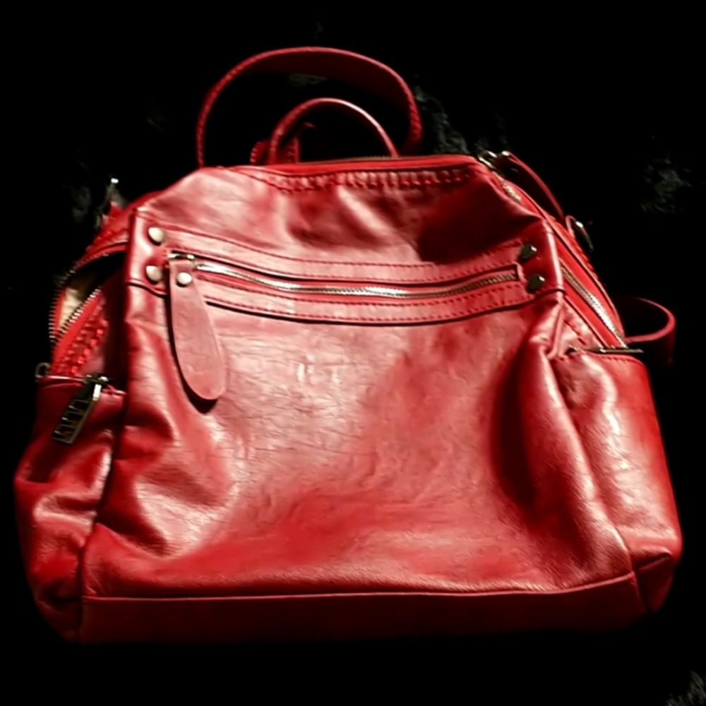 Women's purse backpack Red